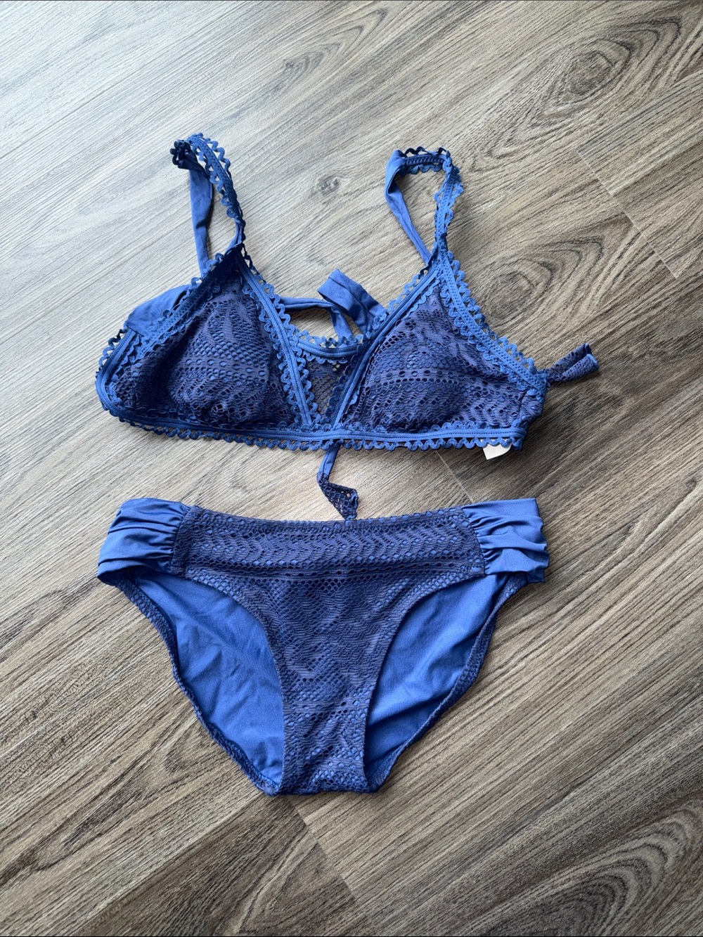 BECCA Navy Crochet Trim Bikini Bottom